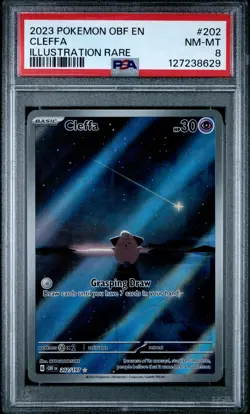 2023 POKEMON OBF EN-OBSIDIAN FLAMES ILLUSTRATION RARE #202 CLEFFA PSA 8 - Image 1