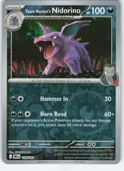 Team Rocket's Nidorino 118/182 Common Reverse Holo Destined Rivals NM Pokemon - Image 1