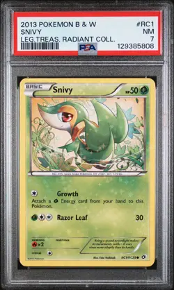2013 POKEMON B&W LEGEND TREASURES RADIANT COLL #RC1 SNIVY PSA 7 - Image 1