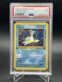 Pokemon Fossil 1st Edition Lapras 10/62 PSA 7 - Image 1