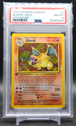 1999 POKEMON GERMAN #4 GLURAK-HOLO 1ST EDITION PSA 8 - Image 1