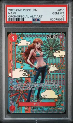 One Piece OP01 Japanese Nami OP05-016 PSA 10 - Image 1