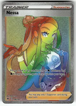 Nessa (Secret) 196/185 SWSH04: Vivid Voltage NM Pokemon Card TCG - Image 1