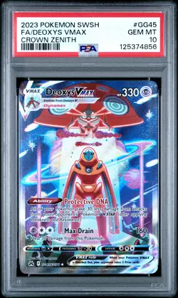 2023 POKEMON SWORD & SHIELD CROWN ZENITH #GG45 FULL ART/DEOXYS VMAX PSA 10 - Image 1