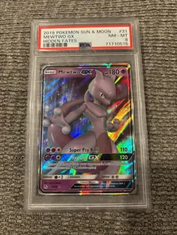 MEWTWO GX 2019 POKEMON S & M HIDDEN FATES RARE HOLO 31/68 PSA 8 Q0004 - Image 2