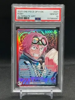 2025 One Piece OP11-A Fist of Divine Speed Koby Alternate Art 001 PSA 10 - Image 1