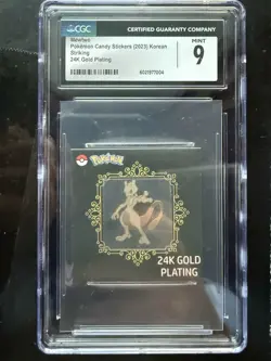 Pokemon CGC 9 Mewtwo 24K Gold Plating Sticker- Popping candy 2023 - Image 1