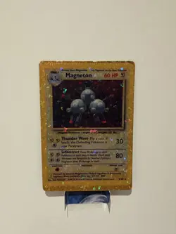 Magneton 9/102 Base set HOLO Prism Golden STICKER Vintage Pokemon Card - Image 1