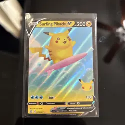 2021 Pokemon SWSH Celebrations Surfing Pikachu V #008/025 - Image 1