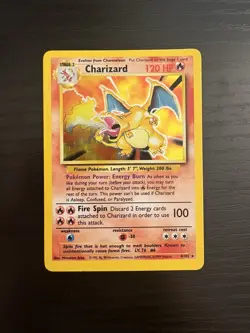 Pokemon Charizard Base Set Holo Rare 4/102 English 120 HP Card - Image 1