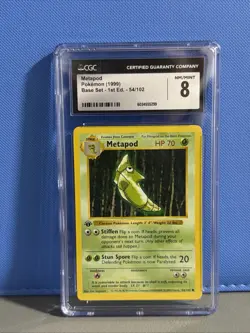Pokemon TCG Metapod Base Set Unlimited Common Card 54/102 Vintage CGC 8 - Image 1