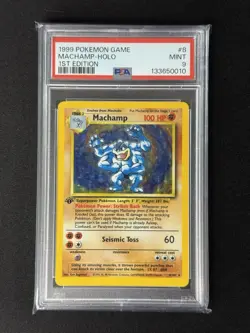 PSA 9 MINT Machamp 8/102 1st Edition Shadowless Base Set Holo 1999 Pokemon - Image 1
