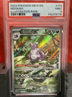 2023 Pokemon MEW EN-151 Nidoking #174 Illustration Rare PSA 9 Mint - Image 1
