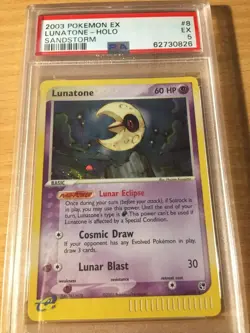 PSA5 Lunatone holo 2003 EX Sandstorm Pokemon - Image 1