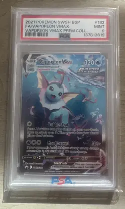 2021 Pokemon SwSH Black Star Promo Full Art Vaporeon Vmax PSA 9 Mint - Image 1