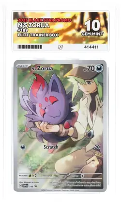 ACE 10 N's Zorua 189 SVP Blac Star Promo ETB Holo Pokemon Card - Gem Mint - Image 1