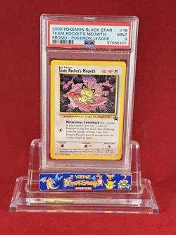2000 Black Star Promo Pokemon League TEAM ROCKET'S MEOWTH Card #18 PSA 9 - Image 1