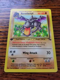 MP* Pokemon TCG Aerodactyl Fossil 16/62 Regular 1st Edition Rare - Image 1