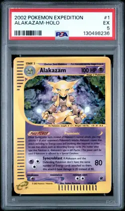 2002 POKEMON EXPEDITION #1 ALAKAZAM-HOLO PSA 5 - Image 1