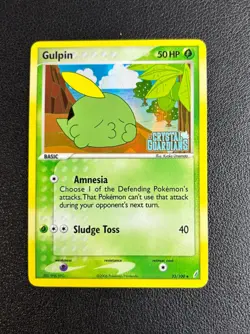 Pokemon Gulpin 33/100 – Stamped- EX Crystal Guardians – Reverse Holo – EX+/NM - Image 1