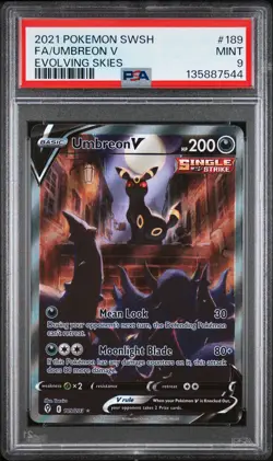 2021 POKEMON SWORD & SHIELD EVOLVING SKIES #189 FULL ART/UMBREON V PSA 9 - Image 1