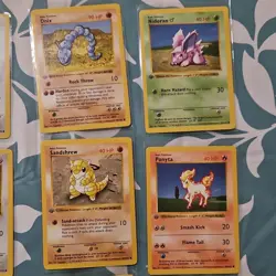 Pokemon Base Set 1st Edition (12) Cards Poliwag Pidgey Onix Nidoran Tangela - Image 3