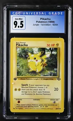1999 Pokemon Jungle Pikachu 1st Edition 60/64 CGC 9.5 Gem Mint WOTC - Image 1