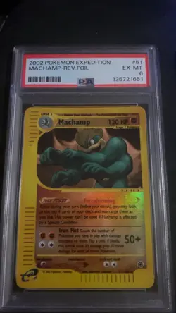 Pokemon Machamp Expedition Base Set 051/165 Reverse Holo Rare PSA 6 English 2002 - Image 1
