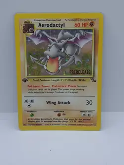 Pokemon TCG Fossil Aerodactyl 1st Edition Prerelease Card 01/62 - Image 1