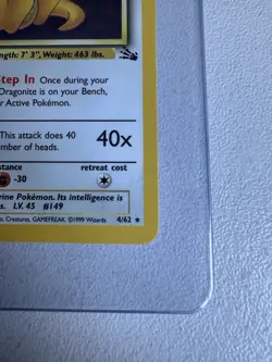 Dragonite Holo Rare 1st Edition 4/62 Fossil WOTC Vintage Pokemon MINT PSA - Image 5