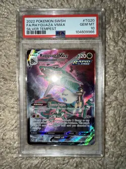 2022 Pokemon Sword & Shield Silver Tempest #TG20 Rayquaza VMAX Full Art PSA 10 - Image 1