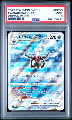 2023 POKEMON SWORD & SHIELD CROWN ZENITH #GG50 FULL ART/DARKRAI VSTAR PSA 9 - Image 1