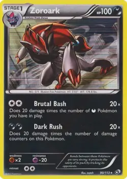 Zoroark 90/113 Holo Legendary Treasures Pokemon Card NM - Image 1