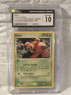 Paras 004/034 Pokemon Classic CLV Venusaur & Lugia ex Deck Holo CGC 10 Gem Mint - Image 1