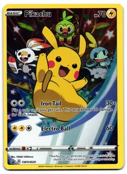 Pikachu SWSH020 - SWSH Black Star Promo Pokemon TCG - M/LP Card - Image 1