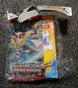 2017 POKEMON SUN & MOON CRIMSON INVASION BOOSTER PACK W/ MINI PORTFOLIO BINDER - Image 2