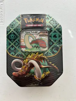 Pokemon TCG Scarlet & Violet Paldean Fates Tin New Sealed Rare Great Tusk ex - Image 1