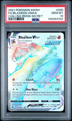 2021 Pokemon Sword & Shield Chilling Reign Blaziken VMAX Fa Secret PSA 10 #200 - Image 1