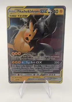 Pokemon SM Team Up Pikachu & Zekrom GX Ultra Rare TAG TEAM Holo 33/181 - Image 1