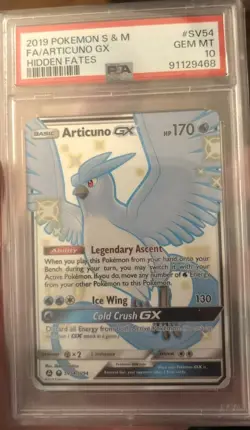 Pokemon TCG Articuno GX SV54/SV94 Hidden Fates Shiny Vault PSA 10 - Image 1