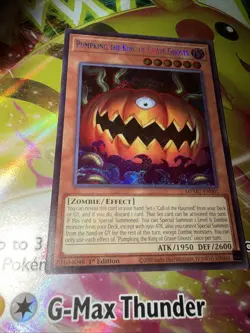 Yugioh! Pumpking the King of Grave Ghosts MZMU-EN001 Secret Rare 1st Ed NM - Image 1