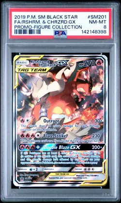 2019 Pokemon Sm Black Star Promo #SM201 Reshiram Charizard Promo PSA 8 - Image 1