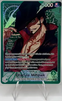 One Piece Card Game – Dracule Mihawk OP14-020 – Leader Parallel Holo – NM - Image 1