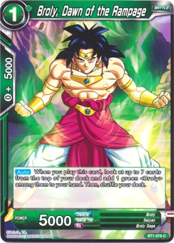 Dragon Ball Super Card BT1-076 C Broly, Dawn of the Rampage Near Mint - Image 1