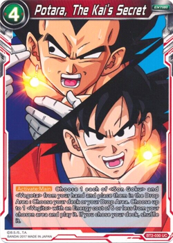 Dragon Ball Super Card BT2-030 UC Potara, The Kai's Secret Near Mint - Image 1
