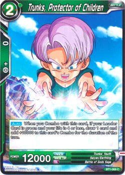 Dragon Ball Super Card BT1-069 C Trunks, Protector of Children Near Mint - Image 1