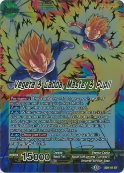 Dragon Ball Super Card XD1-01 ST Vegeta & Cabba, Master & Pupil (Foil) Near Mint - Image 1