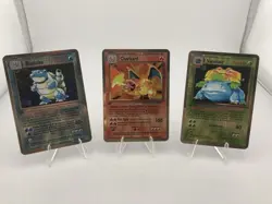 Charizard Blastoise Venusaur Pokemon Metal Collectible Gift Display Cards - Image 1