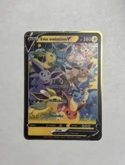 TCG Eevee Evolutions V Gold Metal High Quality Fan Art Display Card 280HP NM/M - Image 1