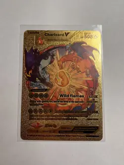 CHARIZARD V Gold Metal Foil Pokemon Card, HP 508 - Image 1